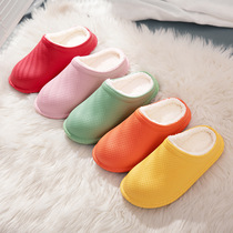 Kitchen waterproof non-slip explosive cotton slippers plus velvet half-bag heel integrated autumn and winter bathroom not wet feet