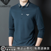 Chiamania long sleeve T-shirt mens spring and autumn solid color lapel middle-aged father with mulberry silk polo shirt