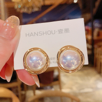 S925 Silver Needle Retro Port Wind Pearl Earrings Female Korea Superior Earrings Temperament 100 Hitch Personality Mesh Red Earrings