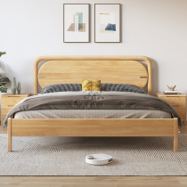 Nordic solid wood bed 1 8 m 1 5m double bed modern simple ins wind Japanese log home stay soft by storage bed