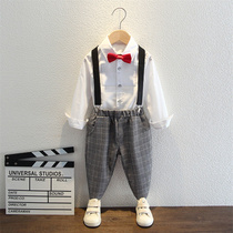 One year old dress male treasure long sleeve British wind baby wedding flower girl suit suit suit suit children suit three piece set