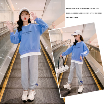 Girls clothing suit 2022 new childrens spring and autumn Korean version trendy sports clothes girl foreign air two sets of damp