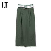 IT AMBUSH WOMENs TROUSERS TROUSERS PERSONALITY AVANT-garde asymmetrical PANTS LEGS FOLD down WIDE LEG PANTS 13300XF