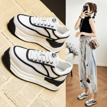 Thick bottom small white shoes woman 2022 new Korean version plate shoes genuine leather dissolved shoes casual sneakers Agan shoes Old daddy shoes