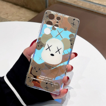 Colorful Samsung s21ultra mobile phone case laser Aurora s21 cute bear a52 transparent a32 anti-drop s21 personality fashion applicable a72 dream flash s21fe all-inclusive photo