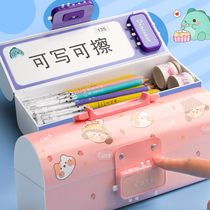 Creative password stationery box primary school student pen box multi-function portable Xueba pencil box large capacity Net red ins cartoon cute children with password lock new hipster kindergarten stationery box