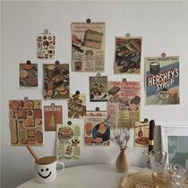 ins retro gourmet Gourmet Decoration Cards Background Dorm Wall Self-Glued Wall Paper Stickers Decorate Wall Room