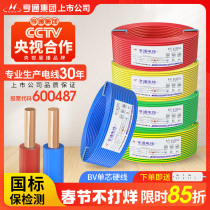 Hengtong copper core wire household wire single bv1 5 2 5 4 6 square national standard home decoration flame retardant cable 100 meters