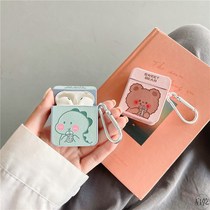 ins cute little bear dinosaur airpods protective shell cover 2 generations 3pro cortical soft silica gel applicable apple wireless