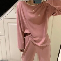 Pajamas women spring and autumn cotton thin long sleeves Korean summer round neck lazy wind loose large size set home clothes