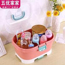 Put baby bottle storage box children tableware bowl chopsticks storage storage box with lid drain rack dust baby products