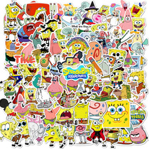 100 hot selling animated Spongebob Doodle Stickers Skateboard Helmet Laptop Waterproof Stickers