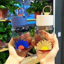 New casual cup glass female portable handle mini water Cup student female fresh heat-resistant glass water Cup