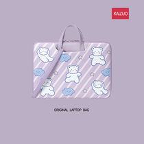 Little Bear cute computer bag female portable for Apple pro Huawei 13 3 inch hipster ins Lenovo Savior 15 6 earthquake-resistant lining bag Dell 14 Xiaomi crossbody plus velvet protective cover