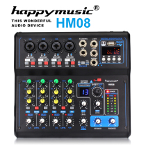happymusic professional small 8-way stage wedding conference home k song with effect reverb mixer