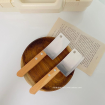 Mini kitchen knife CHEESE CHEESE CHEESE CHEESE Cheese pizza knife pocket cute small wooden handle metal knife photo decoration