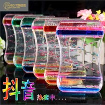 Creative two-color decompression stunned liquid hourglass oil leakage water droplets childrens brushing timer ornaments birthday gift