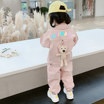 Girl Net Red Autumn Clothing 2021 Children Spring Autumn Sports Children Girl Two Sets Womens Baby Autumn Style Foreign Air Suit