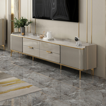 See-won rock board TV cabinet small family type new living room light lavish solid wood TV cabinet tea table combination modern brief