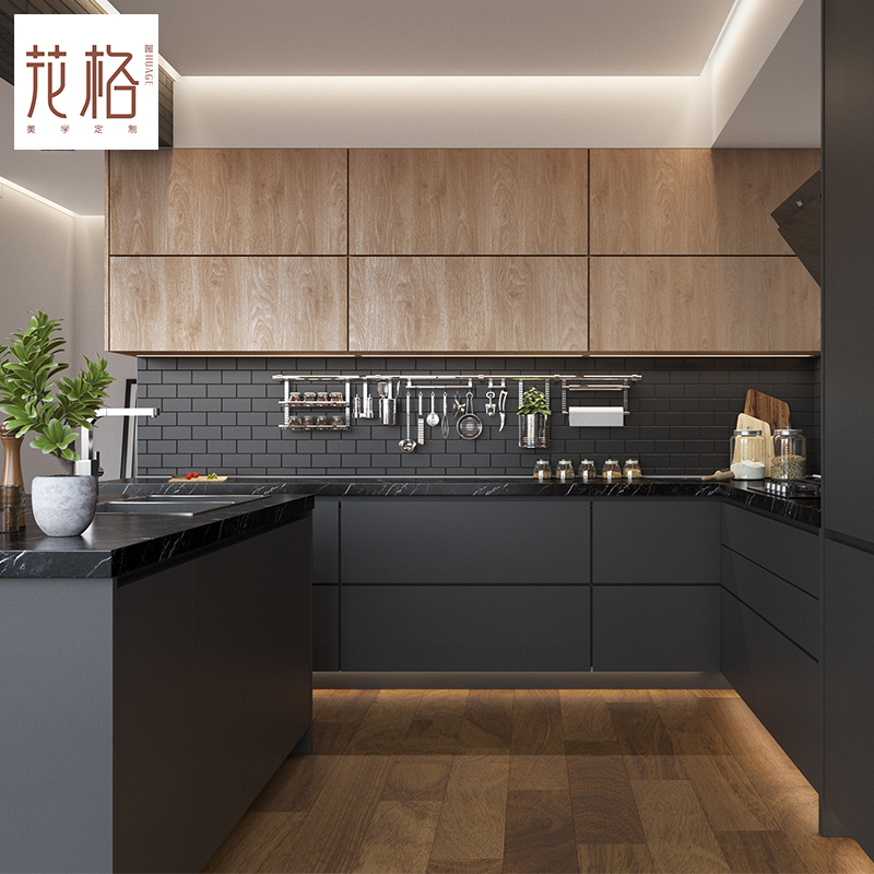 Modern Simple and Open Kitchen Cabinet Design Customized Countertop Door Panel Customized Integrated Cabinet Customized