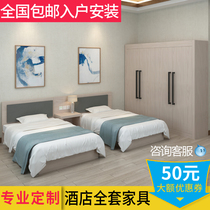 Hotel Furniture Guesthouse Bed Hotel Style Apartment Furnishings Complete room punctuator with TV cabinet table wardrobe