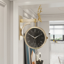 Nordic double-sided wall clock light luxury atmospheric wall watch modern simple clock living room home fashion creative quartz clock