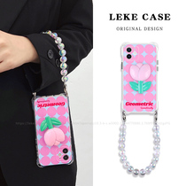 Original apple 13 mobile phone shell chain dazzling application iphone11promax Four corners open pore xsmax tulip flower holder solid 12pro wristband bead chain 8plu