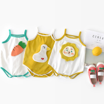 Baby sling jumpsuit female baby summer dress new Korean version of three-dimensional cartoon cute triangle bag fart dress doll to wear