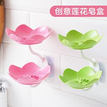 Soap box wall-mounted double-layer Lotus soap box rack creative drain non-punching sink toilet rack