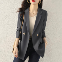 Advanced Senses Grey Small Suit Jacket Woman Spring Autumn 2021 New Korean Version Fashion Temperament Casual West Suit Blouse Winter