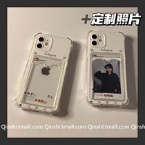Qinshi DIY custom print put photos New 13 Apple 12 phone case ins transparent card case iphone11pro couple x xs xr Anti-fall max all-inclusive 7