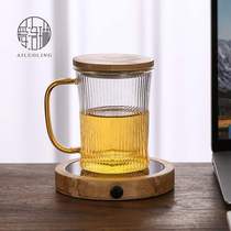 Heat Resistant Glass Filter Tea Cup Insulation Base Suit Office Solid Wood Warm Cup Mat Constant Temperature Treasure