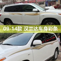 Suitable for 09-14 Toyota Highlander body pull color strips old Highlander modified waistline decorative stickers