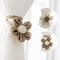 Curtain flower tie rope a pair of storage rope curtain accessories woven pastoral linen curtain buckle cute decoration