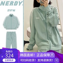 Korean NERDY sports suit Liu Jun same classic striped sportswear casual mens and womens top pants