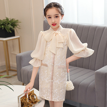Girl Princess Dress Flower Children Children Host High-end Evening Dress Womens Dress Spring and Autumn Little Girl Birthday
