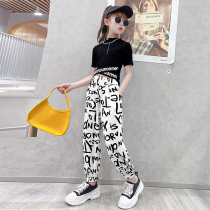 Girls foreign air suit 2022 Summer new Korean version Childrens trendy childrens trendy children casual fried street two sets