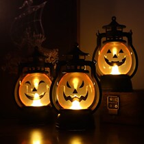 Halloween pumpkin bucket battery lantern toy glowing kerosene lamp old creative decoration ornaments hand-held props