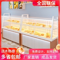 Bread cabinet dessert display cabinet cake shop side cabinet bread rack solid wood commercial glass display cabinet pastry Middle Island Cabinet