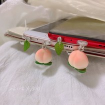 Fart peach mobile phone charging port dust plug for Huawei Apple cute pendant Type c silicone headphone plug
