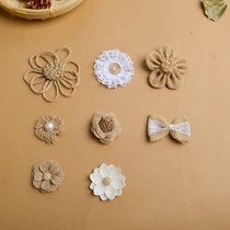 Kindergarten decoration ring material Handmade diy linen simulation lotus rose flower accessories retro hemp rope