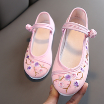 Big boy Old Beijing Childrens cloth shoes Hanfu shoes Chinese style dance shoes Embroidery National style embroidered shoes Girls  shoes