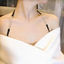 New underwear with rhinestone hanging neck sexy shoulder strap strapless gown chest belt shoulder transparent shoulder female