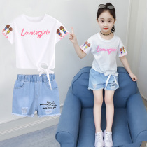 Girl Shorts Suit Summer 2022 New Childrens Clothing Nets Red Short Sleeves Summer Dress Foreign Air Trendy Two Sets Girls