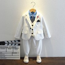 Boy suit Childrens birthday white dress Male baby spring and autumn year old boy British style suit Childrens suit