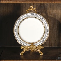 Aoba vintage brass display plate holder Handmade middle decorative hanging plate holder Plate holder Gold tea cake holder bracket