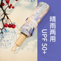 Umbrella clear and rain dual-use full automatic ancient wind folding 2021 new sun umbrella female sunscreen anti-UV sunshade