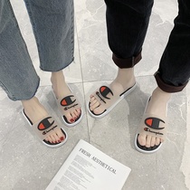 Lovers Slippers summer lovers a pair of tennis red champions wearing a word drag male personality tidal wave Breathable Beach Shoe