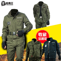 Spring and Autumn Electric Welding Cotton Overalls Set Mens Auto Repair Wear-resistant Camouflage Wear-resistant Camouflage Clothing Outdoor Labor Wear