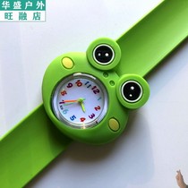 Frog dinosaur little yellow duck cartoon Pat table super cute fashion Childrens watch boys and girls student snap ring watch